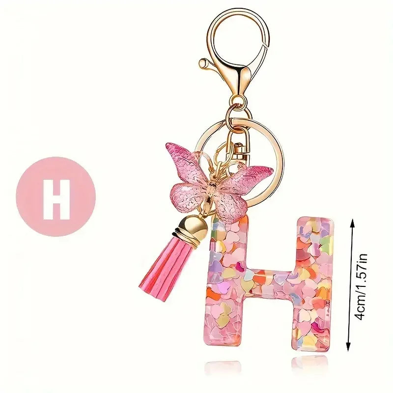 Fashion DIY A-Z Letters keychain Metal Holder Pendent Key Chain Women Car Key Ring Simple Letter Name Key Party Gift Jewelry