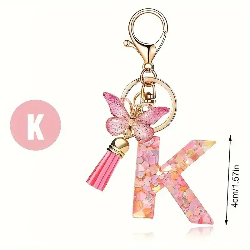 Fashion DIY A-Z Letters keychain Metal Holder Pendent Key Chain Women Car Key Ring Simple Letter Name Key Party Gift Jewelry