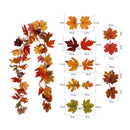 2Pcs 6ft Artificial Christmas Fall Maple Leaf Garland Hanging Plant Home Decor