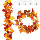 2Pcs 6ft Artificial Christmas Fall Maple Leaf Garland Hanging Plant Home Decor