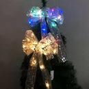 LED Christmas Tree Top Topper Ribbon Bow Light Up Xmas Tree Hanging Decor