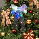 LED Christmas Tree Top Topper Ribbon Bow Light Up Xmas Tree Hanging Decor