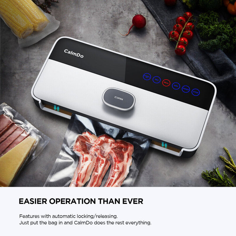 CalmDo 80 Kpa Vacuum Food Sealer Machine Automatic Manual Dry Wet Food Bag UK